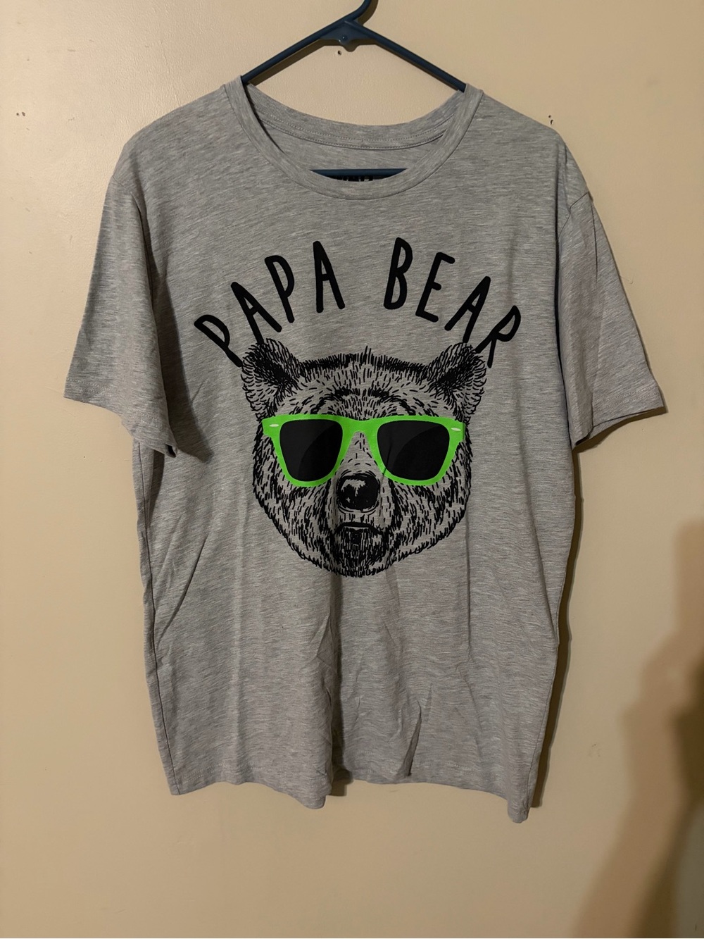 MAD Engine Gray 'Papa Bear' Graphic Tee with Green Sunglasses